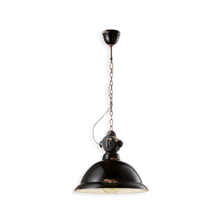 Industrial 400mm Pendant Light Vintage Black - FER.C1710-VIN