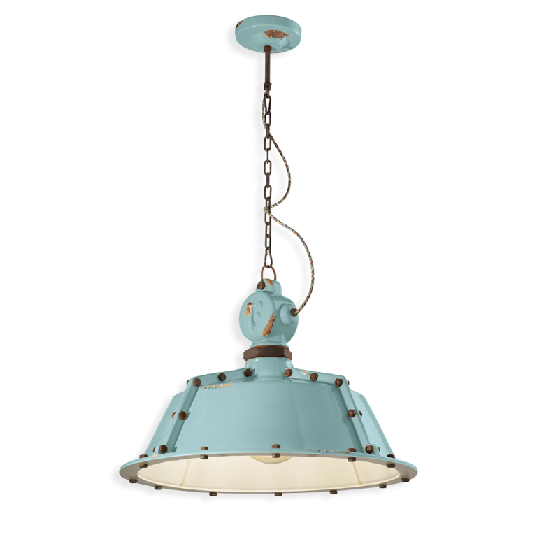 Industrial 520mm Pendant Light Vintage Light Blue - FER.C1720-VIA