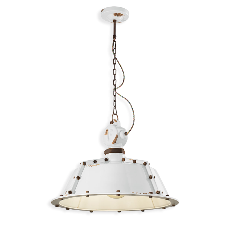 Industrial 520mm Pendant Light Vintage White - FER.C1720-VIB