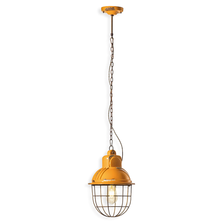 Industrial 260mm Pendant Light Vintage Yellow - FER.C1770-VIG