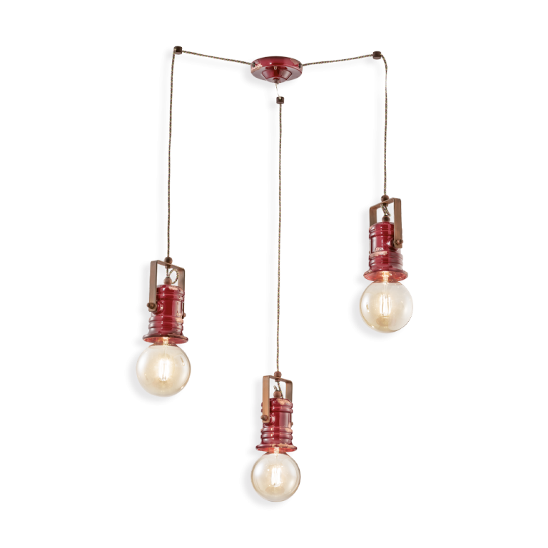 Urban 3 Light Pendant Vintage Bordeaux - FER.C1841-VIX