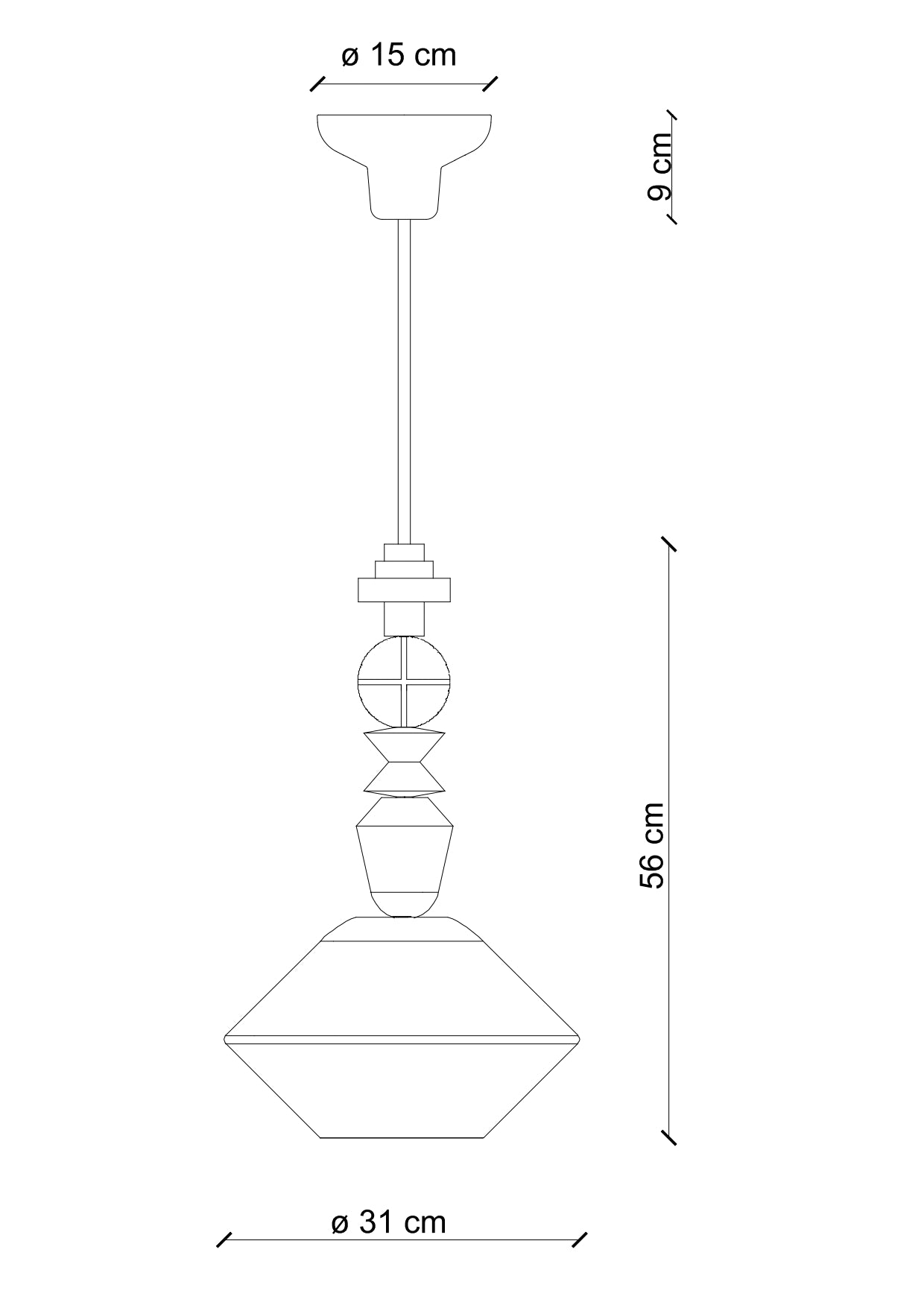 Lariat Diamond 560mm Pendant Light Yellow - FER.C2510-GIA