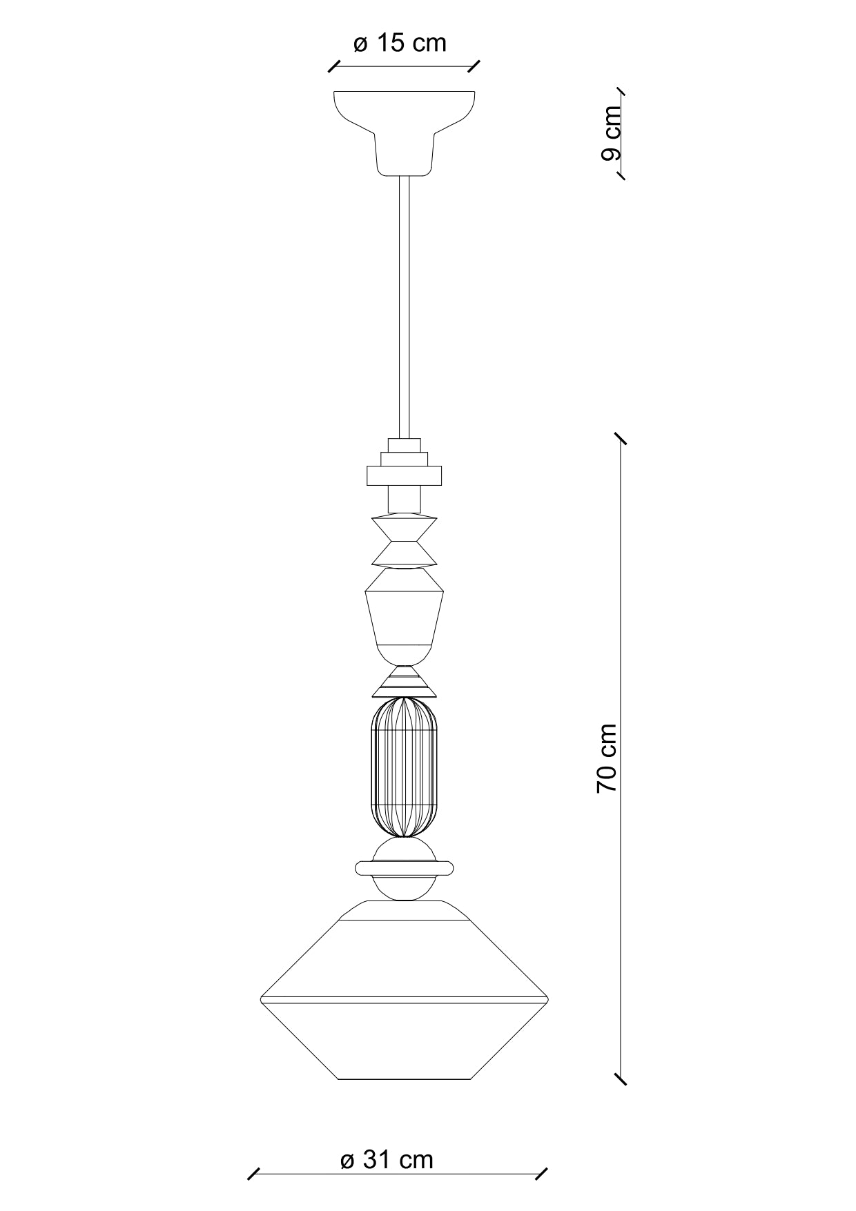 Lariat Diamond 700mm Pendant Light Yellow - FER.C2511-GIA