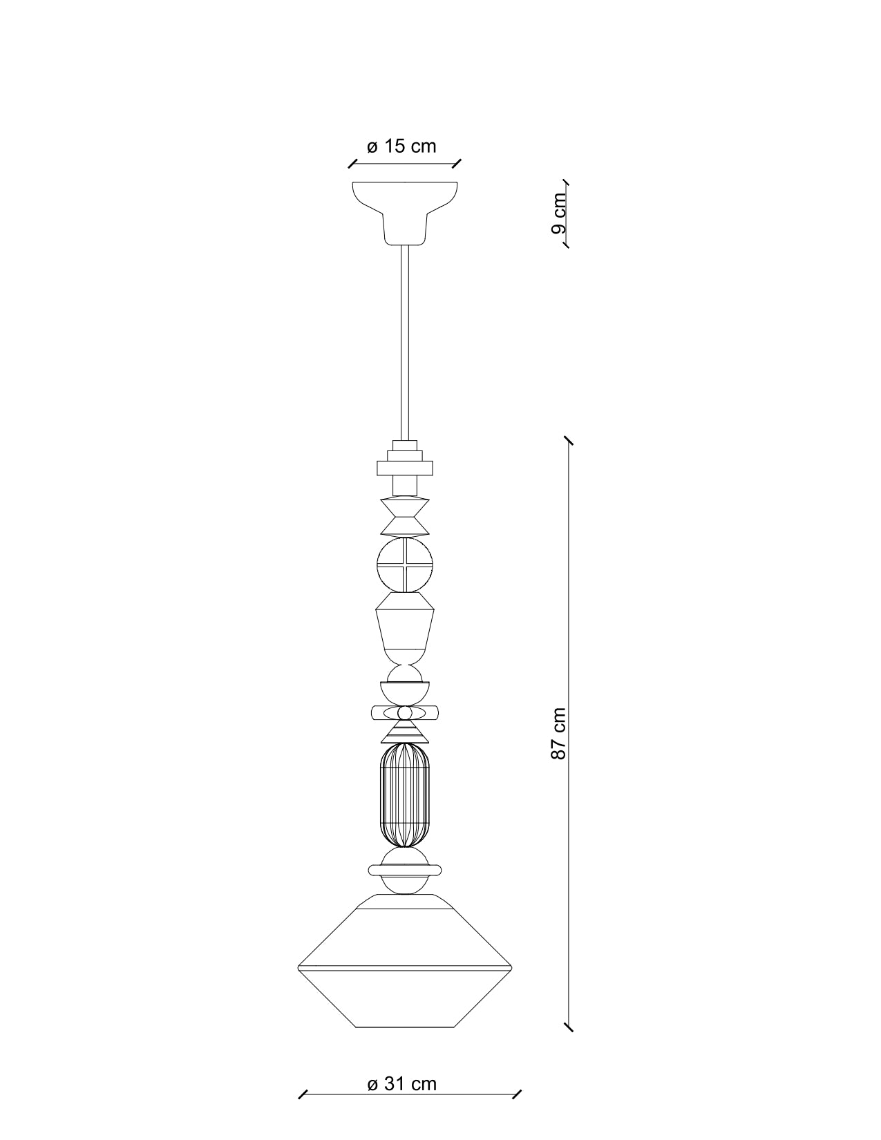 Lariat Diamond 870mm Pendant Light Yellow - FER.C2512-GIA