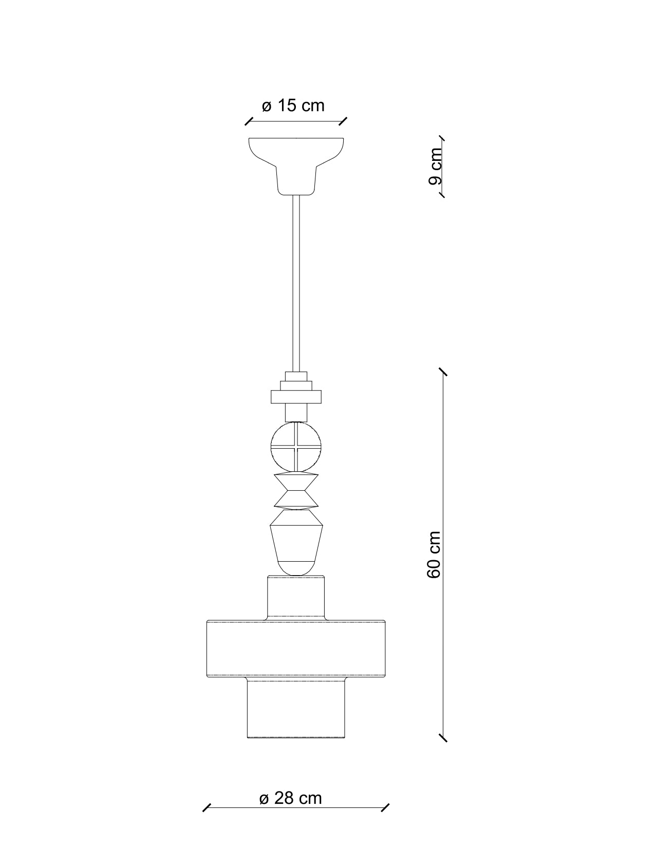 Lariat Cylinder 600mm Pendant Light Yellow - FER.C2530-GIA