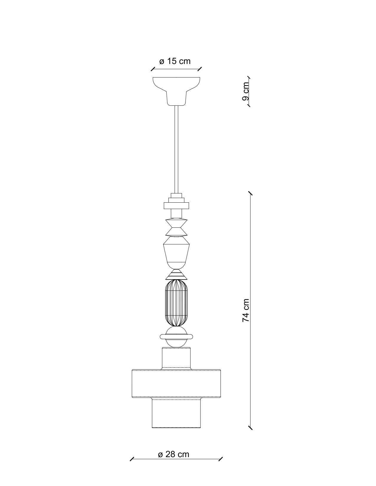 Lariat Cylinder 740mm Pendant Light Yellow - FER.C2531-GIA