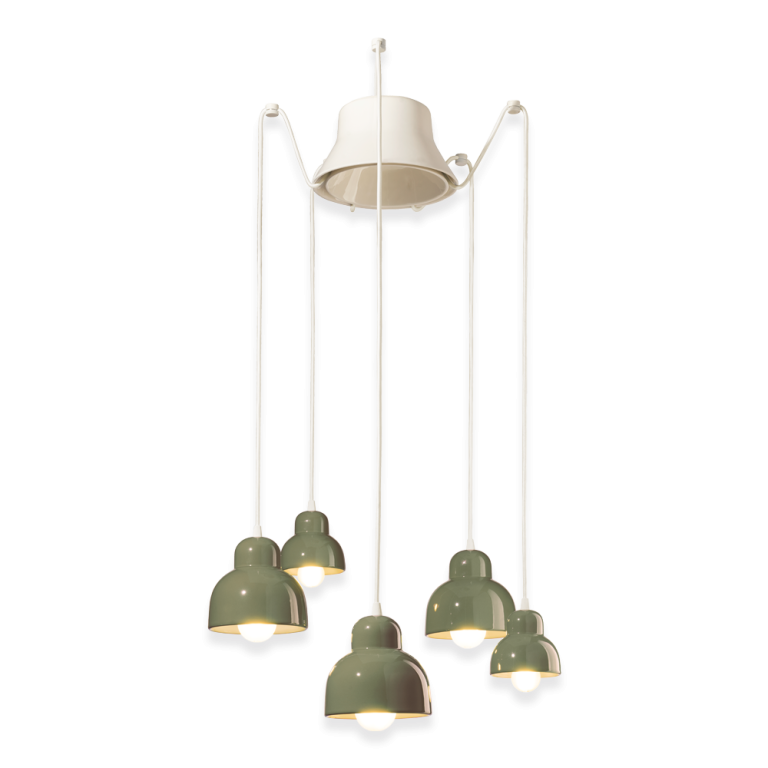 Berimbau 5 Light Pendant Light Sage Green - FER.C2605-VSA