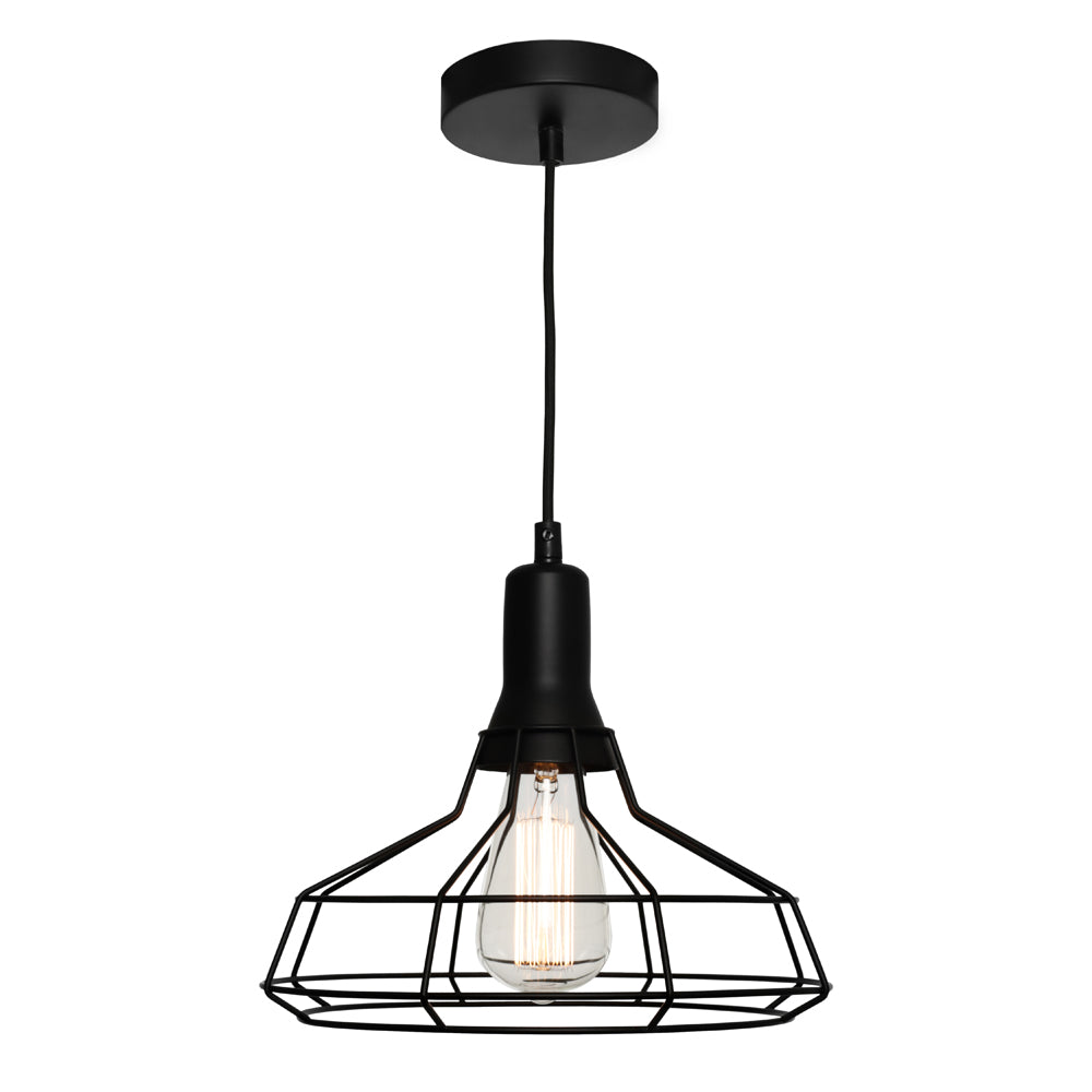 Cage 1 Light Pendant Medium Black - CAGE1PMED