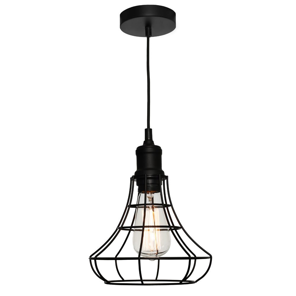 Cage 1 Light Pendant Small Black - CAGE1PSML