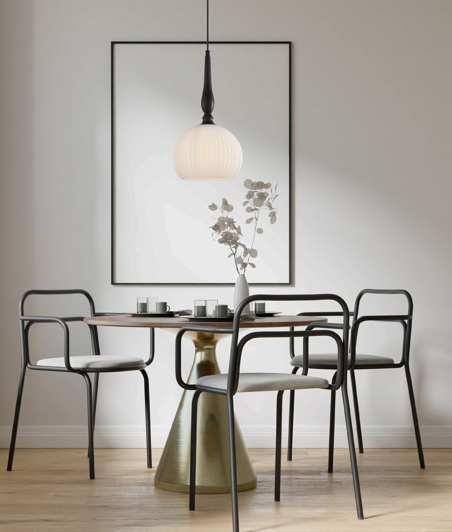 Caliz Small Light Pendant Iron & Frosted Glass Black - CALIZ4