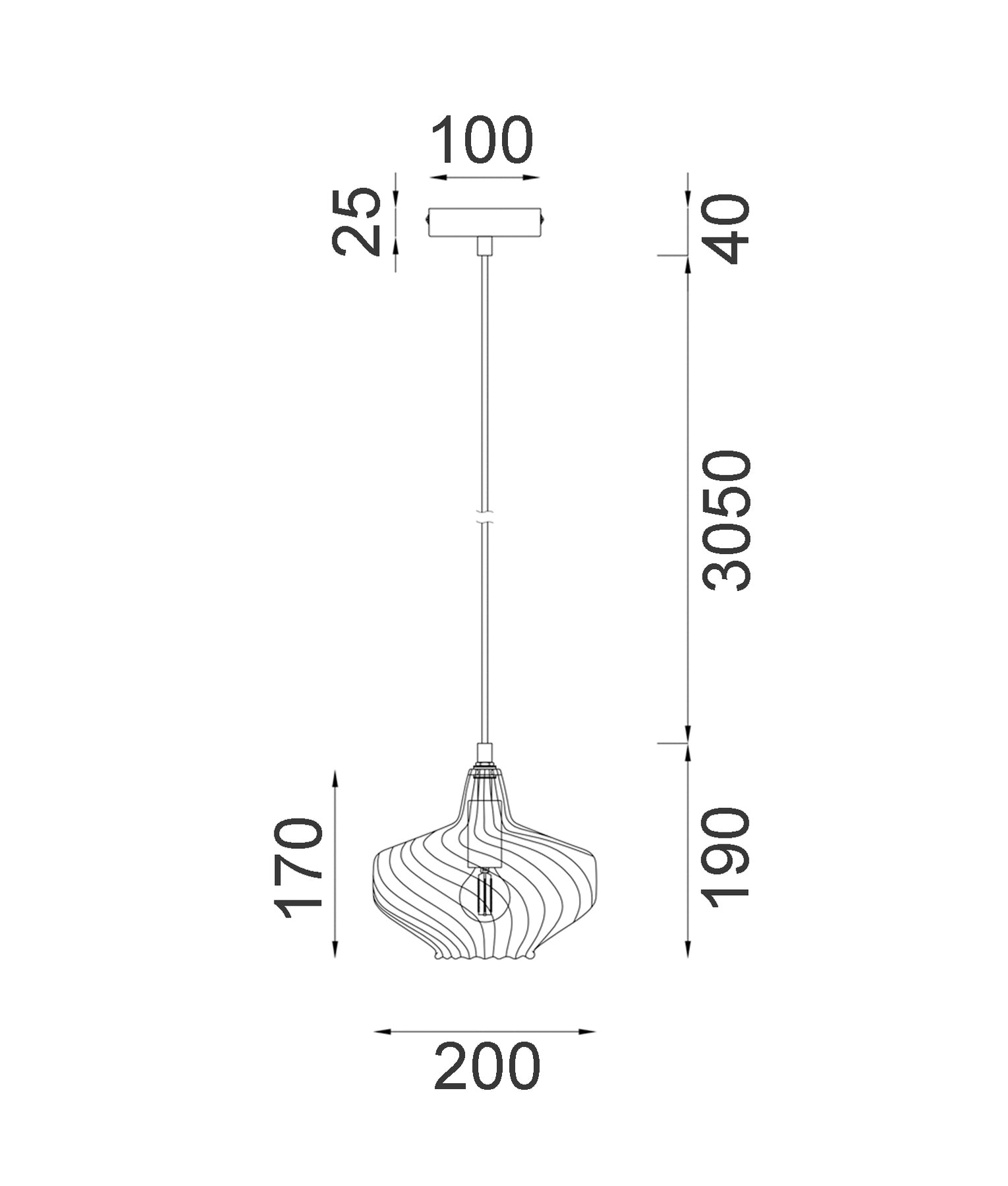 Campana Pendant Light Iron & Glass Green - CAMPANA4