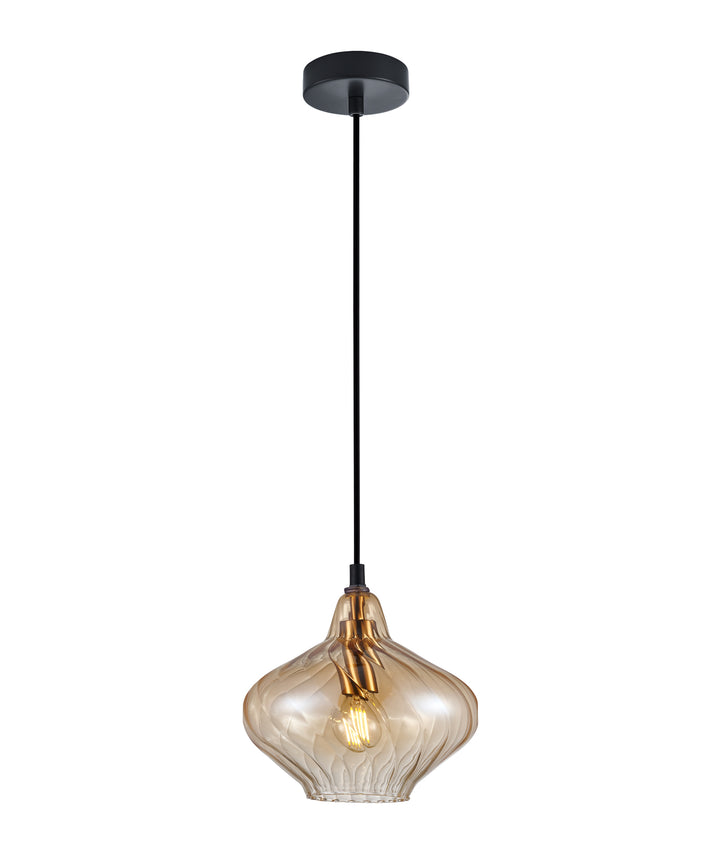 Campana Pendant Light Iron & Glass Amber - CAMPANA1