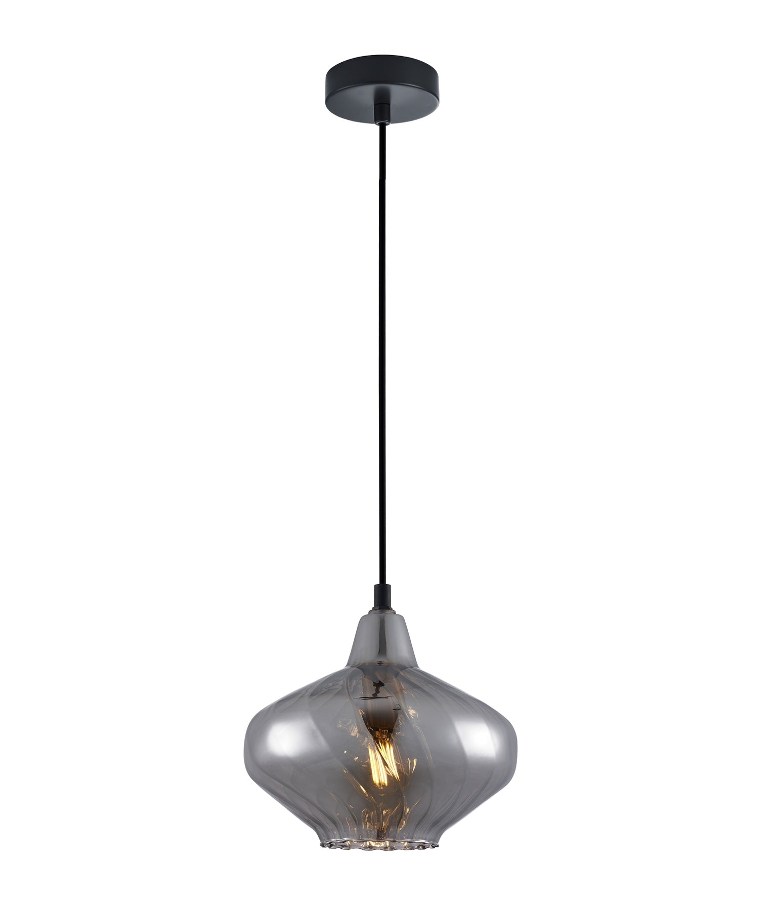 Campana Pendant Light Iron & Glass Smokey Black - CAMPANA2