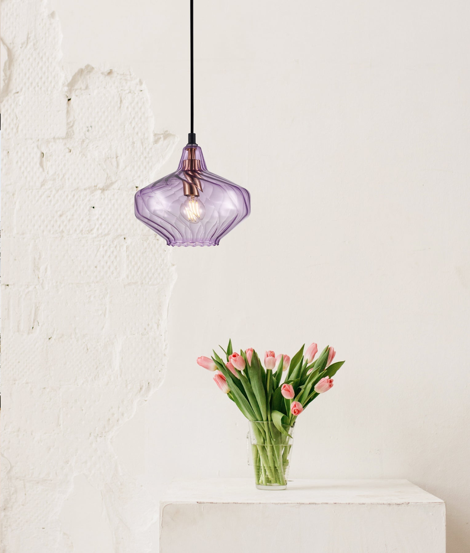 Campana Pendant Light Iron & Glass Purple - CAMPANA3