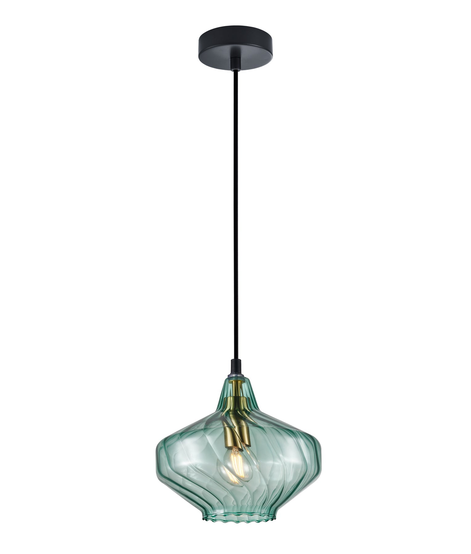 Campana Pendant Light Iron & Glass Green - CAMPANA4