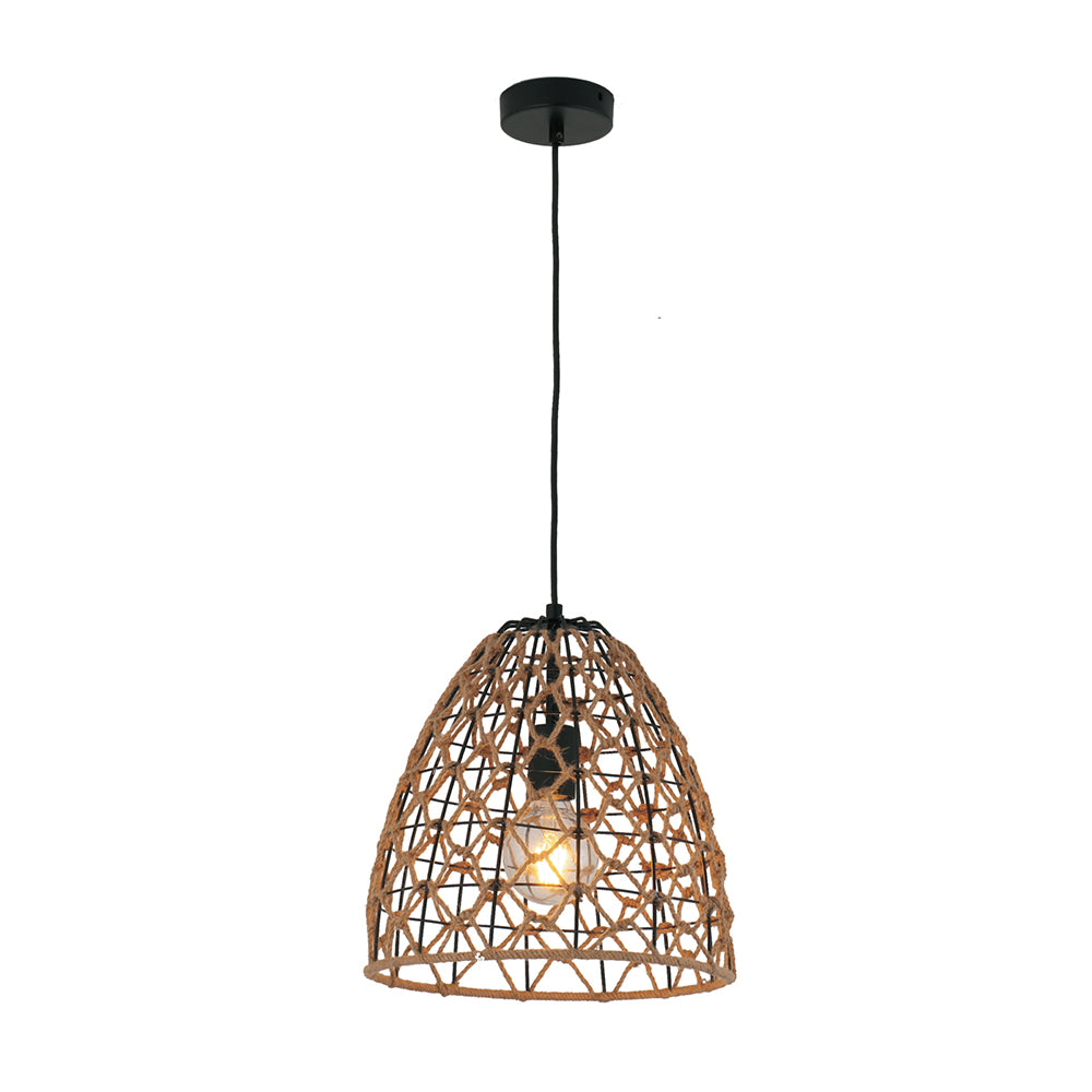 Buy Pendant Lights Australia Interior Natural Hemp Rope & Black Hardware 1 Light Pendant 300mm - CANAMO1