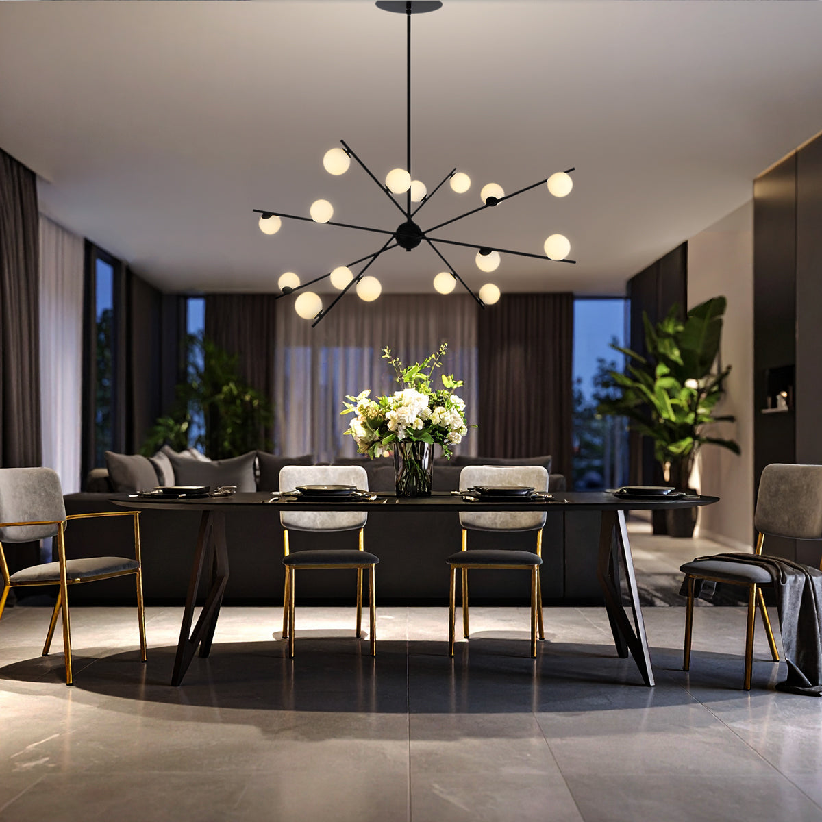 Captiva LED Pendant Light 48W 3000K Black & Opal Matt - CAPTIVA PE16-BK