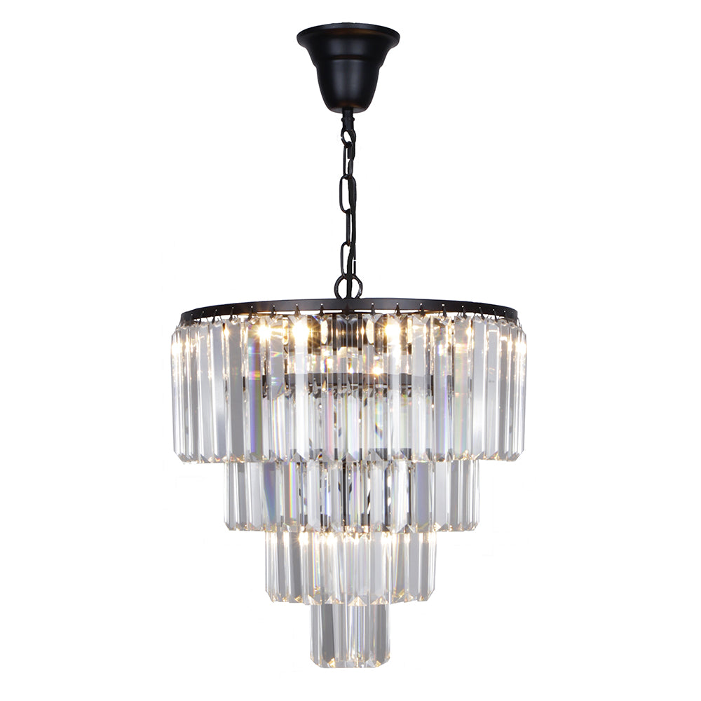 Buy Crystal Pendant Lights Australia Celestial Crystal Pendant 5 Lights Matt Black Aluminium - 1001093