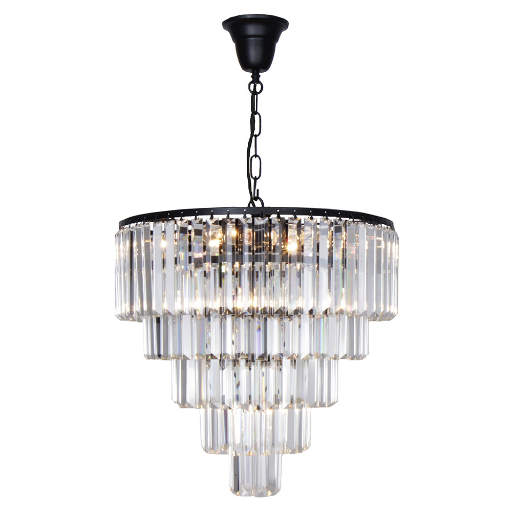 Buy Crystal Pendant Lights Australia Celestial Crystal Pendant 10 Lights Matt Black Aluminium - 1001091