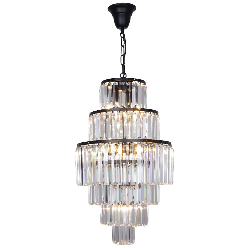 Buy Crystal Pendant Lights Australia Celestial Crystal Pendant 9 Lights Matt Black Aluminium - 1001094