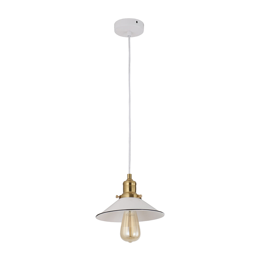 Interior White With Antique Brass 1 Light Pendant - CEREMA4