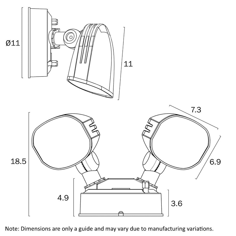 Buy Exterior Spotlights Australia Clarion Double Exterior Spotlights Black 3CCT - CLARION EX2-BK