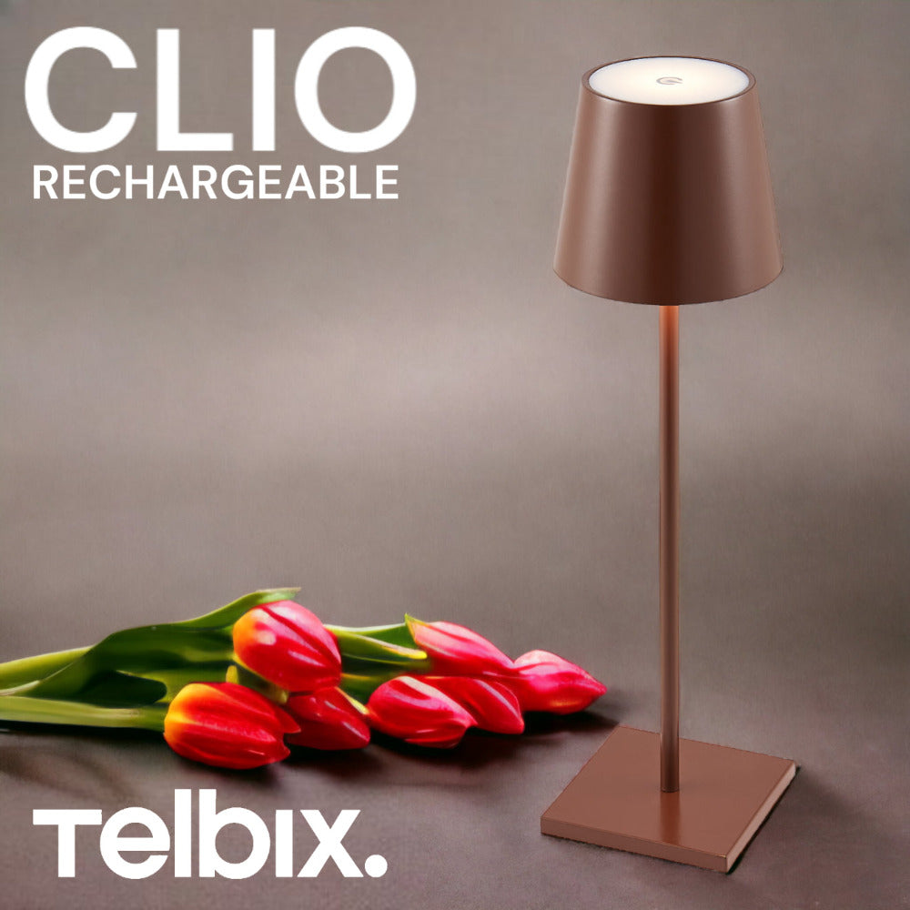 Clio Rechargeable Table Lamp Brown 3000K - CLIO TL-BRW