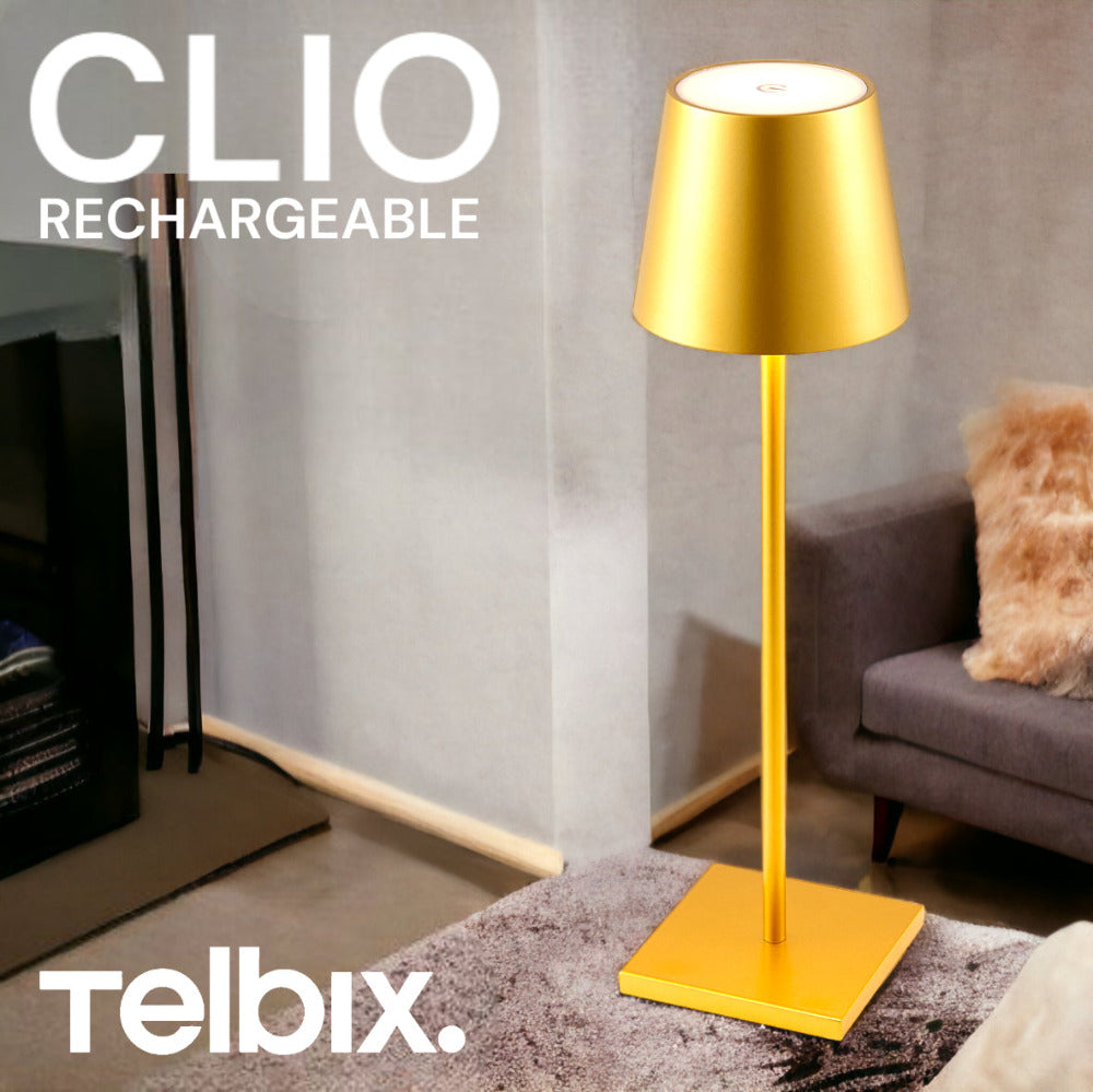 Buy Table Lamps Australia Clio Rechargeable Table Lamp Gold 3000K - CLIO TL-GD