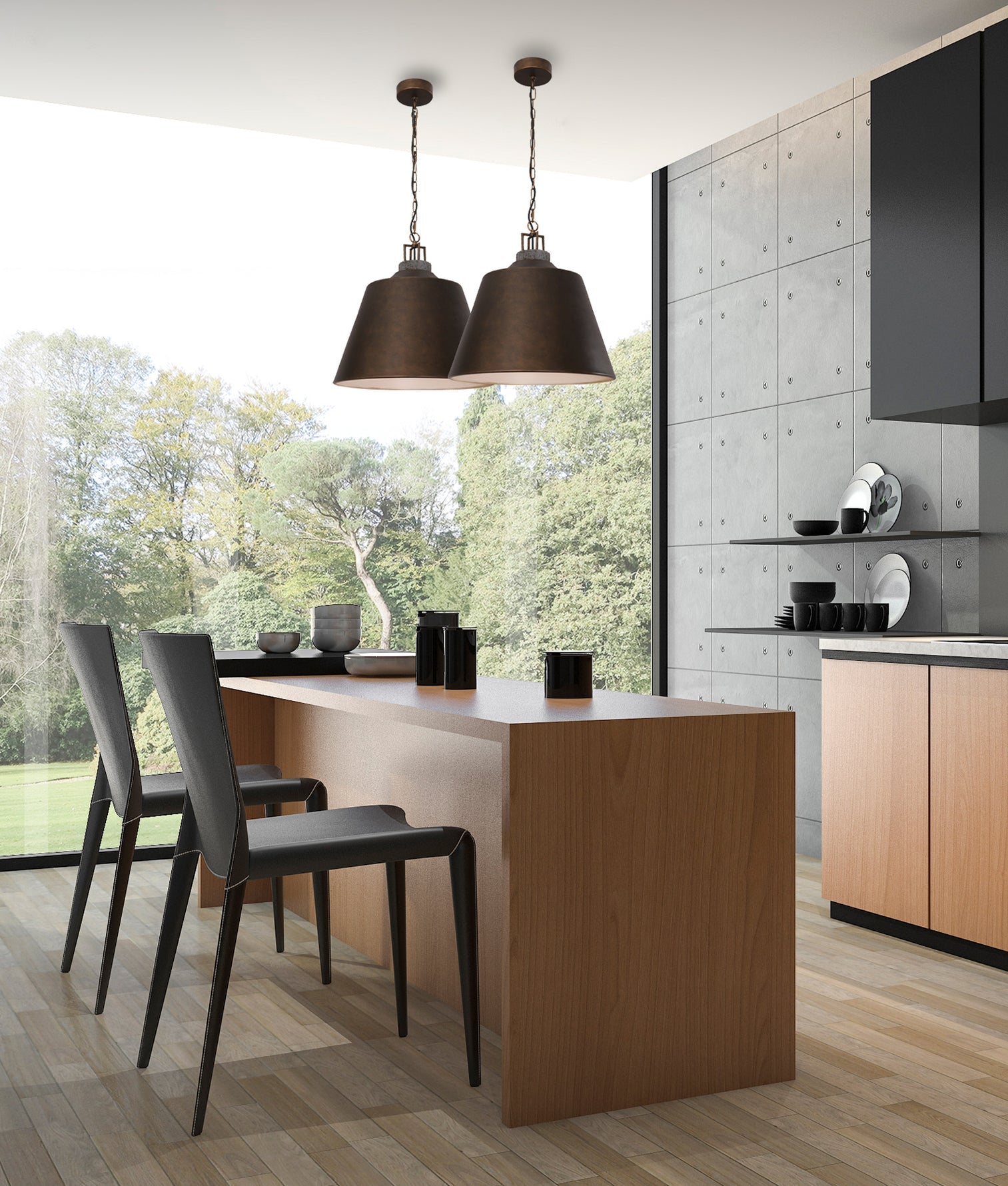 Cloche Bell Shape Pendant Light Black & Grey - CLOCHE1