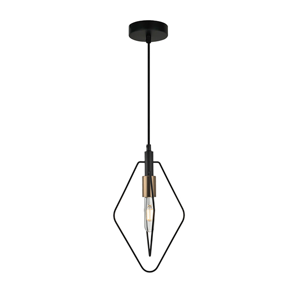 Buy Pendant Lights Australia Contour 1 Light Pendant Black Wire Diamond Shape - CONTOUR3