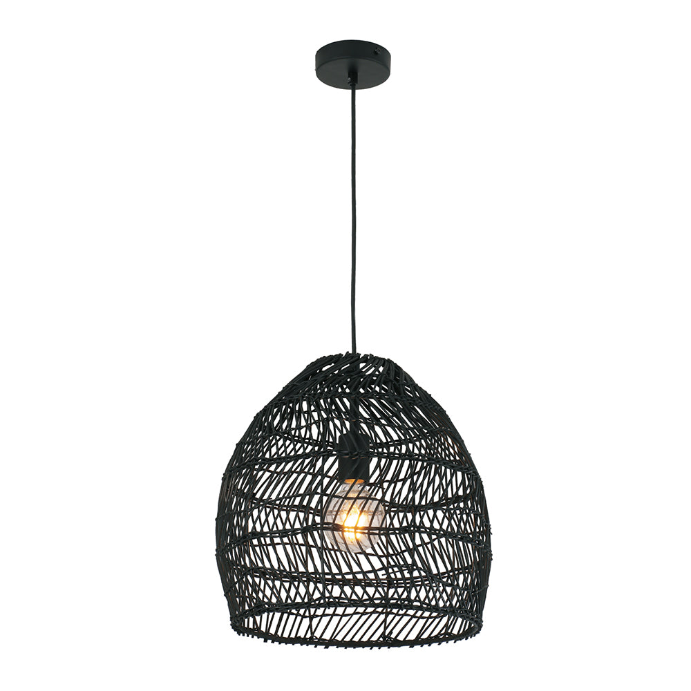 Buy Pendant Lights Australia Interior Rattan Ellipse 1 Light Pendant Black - COUP1