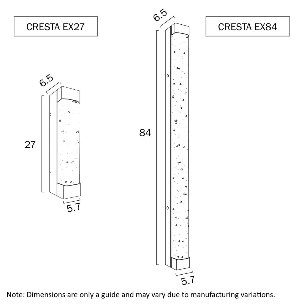 Cresta Large LED Exterior Wall Light 18W 3000K Black - CRESTA EX84-BK