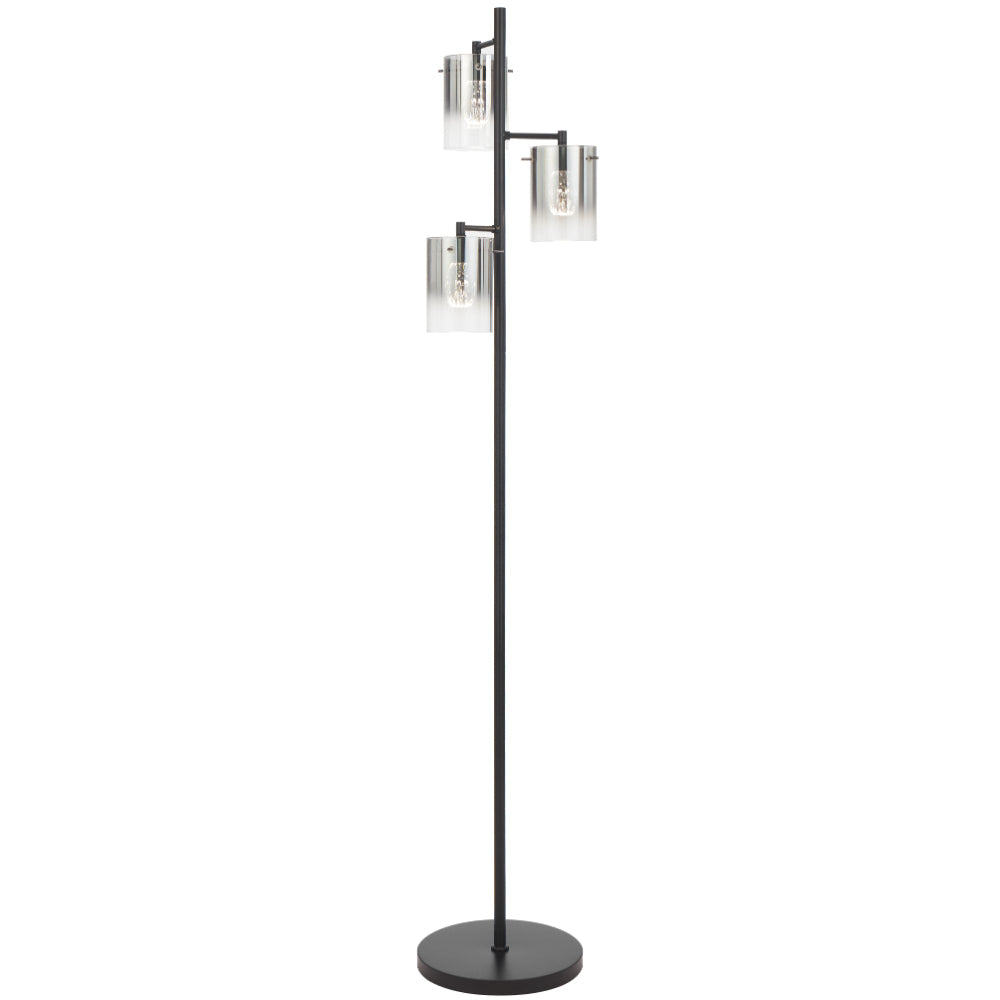 Crevil LED 3 Light Floor Lamp 10W 4000K Black & Smoke - CREVIL FL3-BKSM