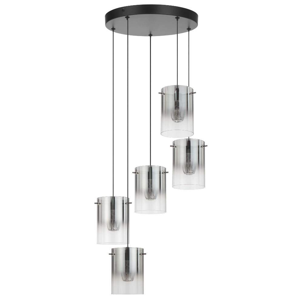Crevil 5 Light LED Pendant 16W 4000K Black & Smoke - CREVIL PE5-BKSM