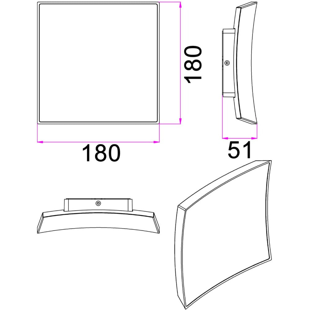 Buy Exterior Wall Lights Australia CRISTAL Square Exterior Wall Light White 3CCT - CRISTAL2