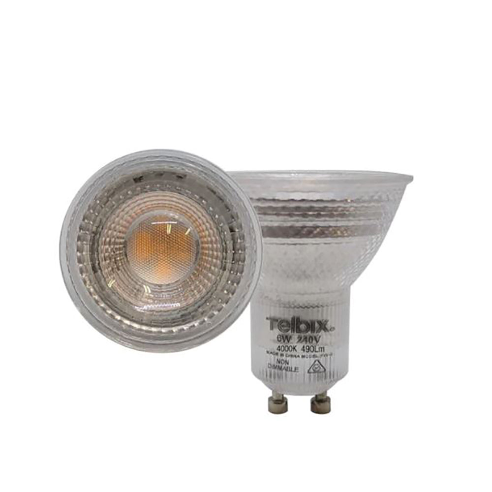 LED Globe GU10 240V 6W Clear Polycarbonate 3000K - GL GU10LEDFW6-83
