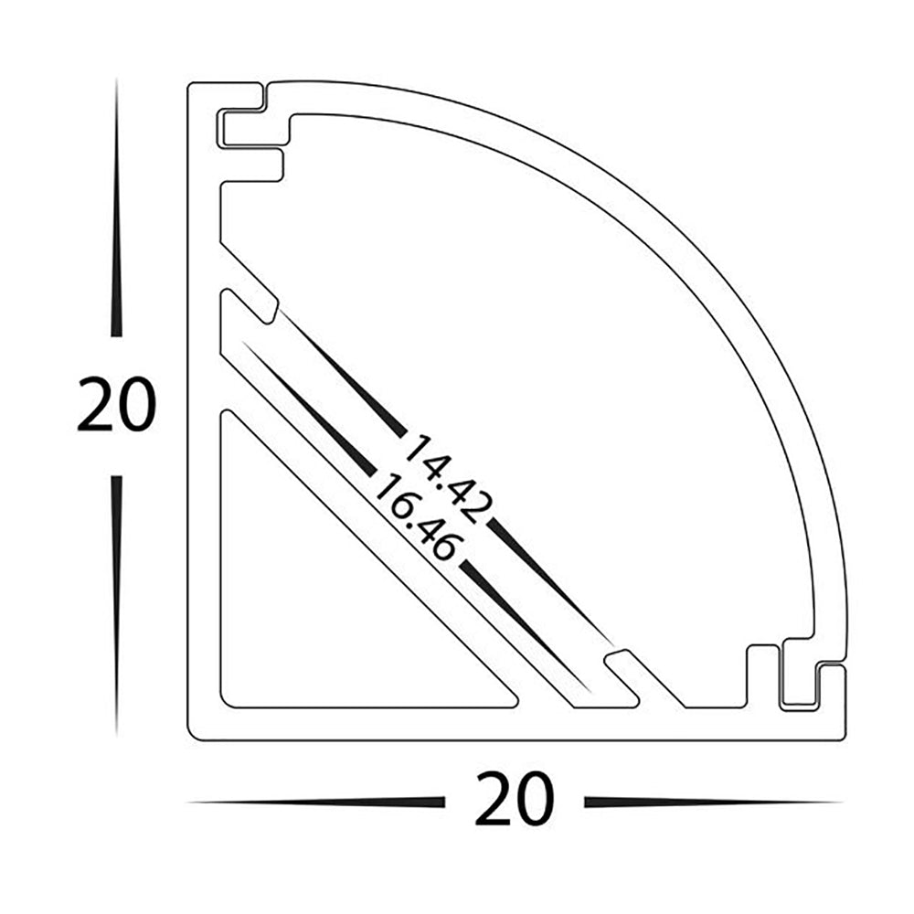 Strip Light Profile W20mm L1000mm Silver Aluminium - HV9691-2020