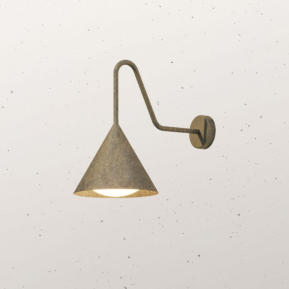 Cone Outdoor Gooseneck Wall Light Pre Aged Brass - IL.286.17.OOB
