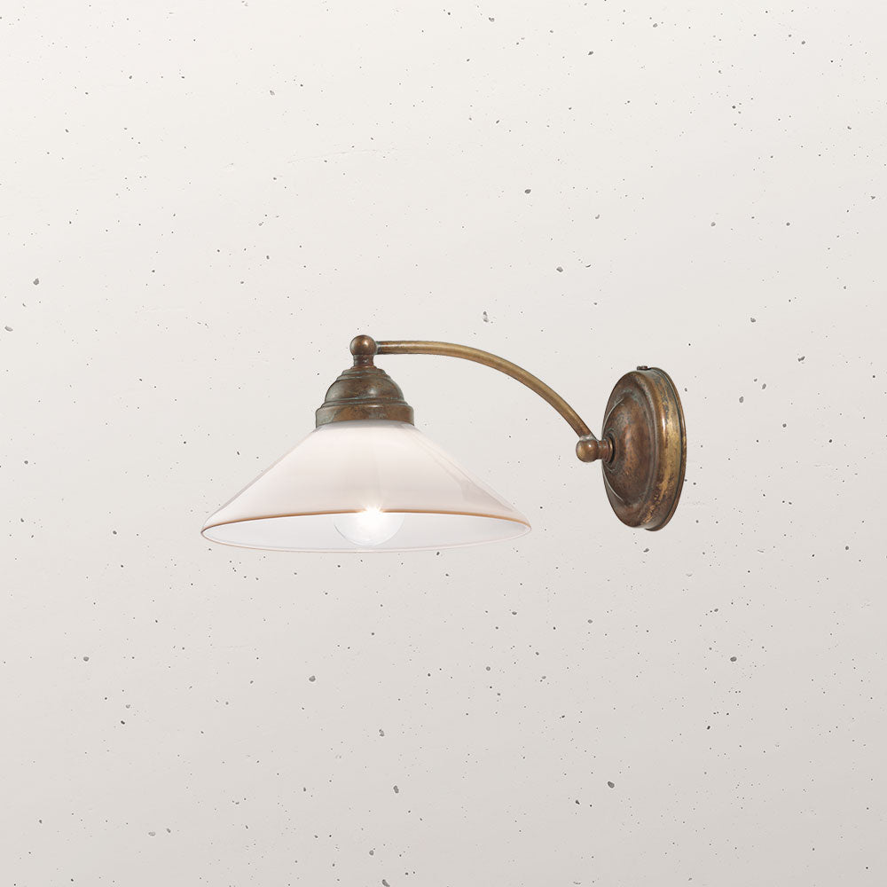 Country 280mm Short Wall Light White & Antique Brass - IL.081.17.OV