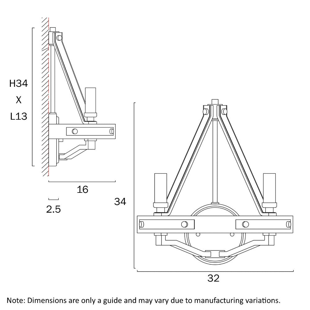 DARIEN Wall Sconce 2 Lights Ash - DARIEN WB2-ASH