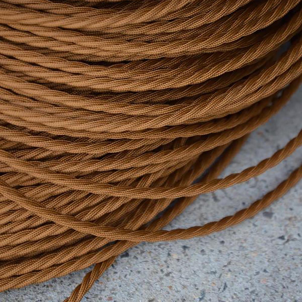 Braided Twisted Electrical Cord Antique Gold Fabric - ZAF30226AG