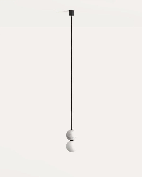 Dalt LED Pendant White Marble & Black Stem - ARO.C1280/BCO