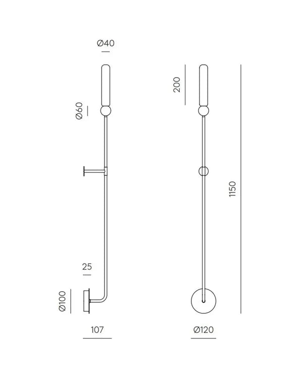 Delie LED Long Wall Light 5W 3000K Matte Black & White - ARO.A1224/L/NEG