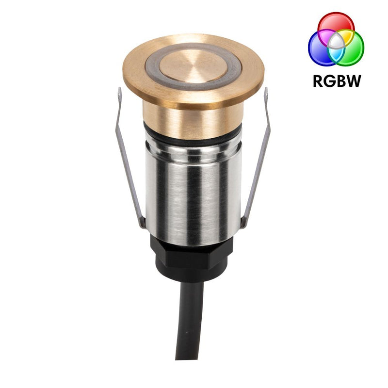 EMIT-25 LED Micro Ring Inground Light 24V 1W RGBW Brushed Brass - 10068