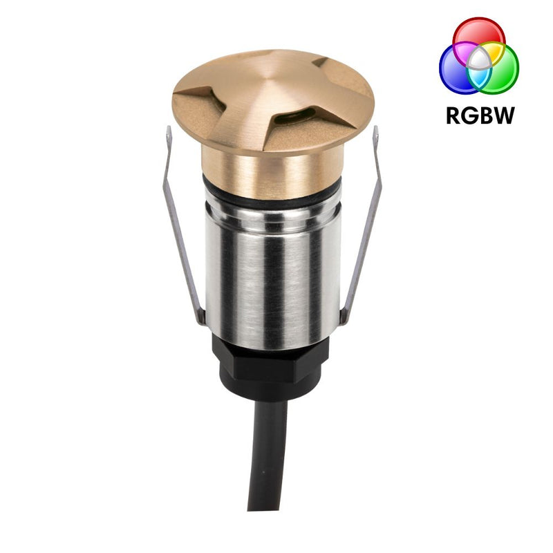 EMIT-25 LED Micro 4-Way Inground Light 24V 1W RGBW Brushed Brass - 10066