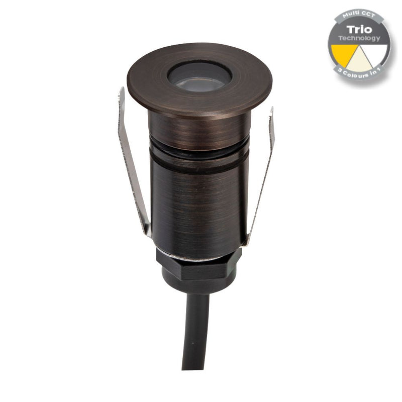 EMIT-25 LED Micro Round Inground Light 12/24V 1W Tri Colour Antique Brass - 10030