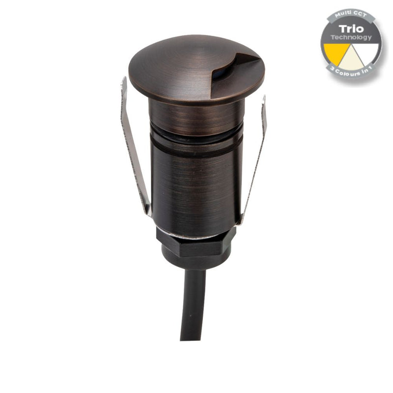 EMIT-25 LED Micro 1-Way Inground Light 12/24V 1W Tri Colour Antique Brass - 10033