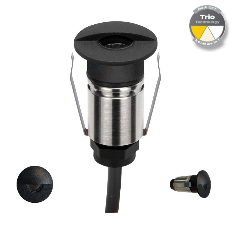 EMIT-25 LED Micro Eyelid Inground Light 12/24V 1W Tri Colour Black - 10002