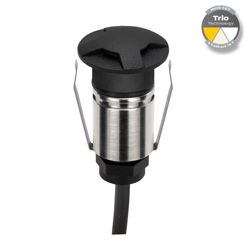 EMIT-25 LED Micro 2-Way Inground Light 12/24V 1W Tri Colour Black - 10004