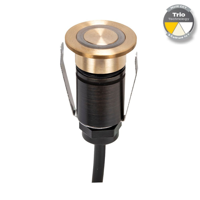 EMIT-25 LED Micro Ring Inground Light 12/24V 1W Tri Colour Brushed Brass - 10028